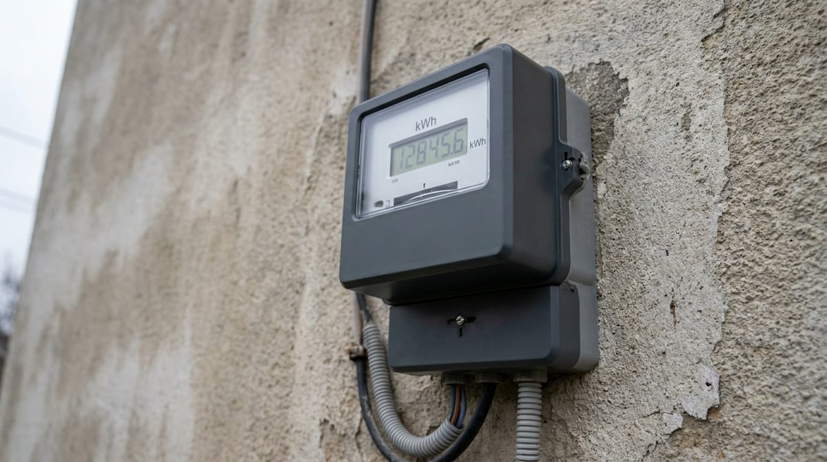 Medidor de energia elétrica digital em parede externa